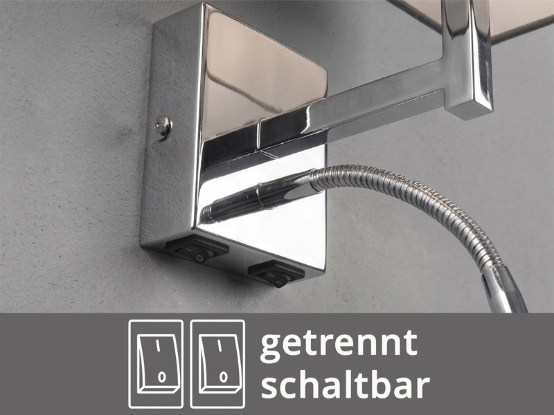 Wandleuchte CAIMA mit Schalter, LED Leselampe & Stoffschirm Grau, Höhe 31cm