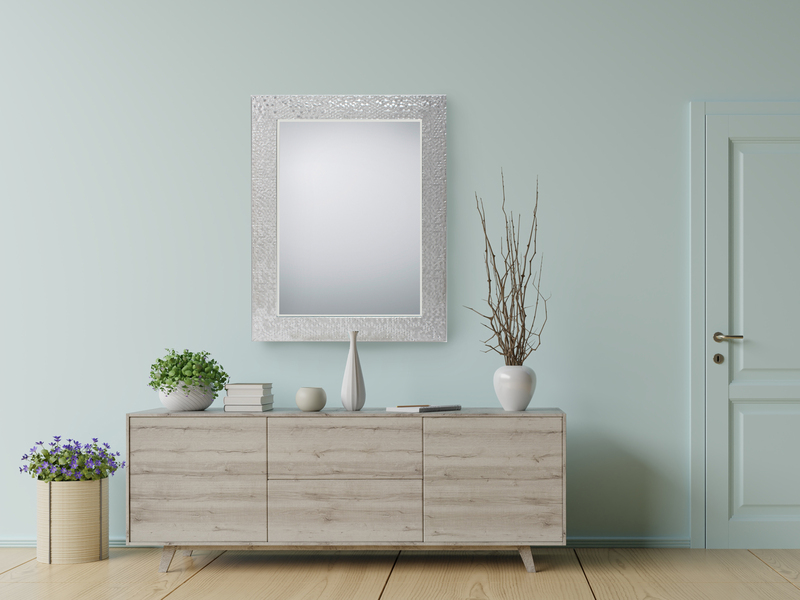 Wandspiegel ALESSIA mit Silberrahmen Wabenmuster 55x70 cm