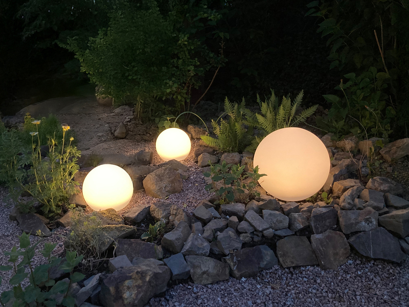 3er SET Garten Solarkugeln mit Fernbedienung dimmbar & RGBW Farbwechsel