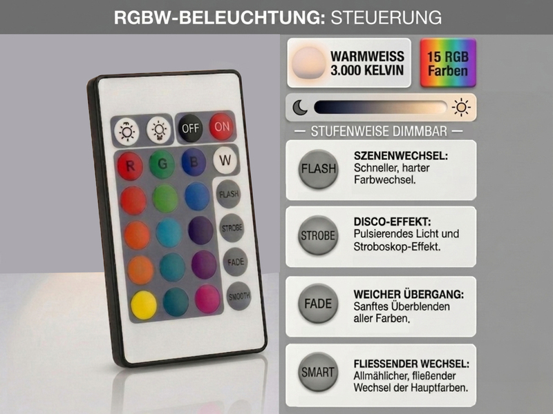 3er SET Garten Solarkugeln mit Fernbedienung dimmbar & RGBW Farbwechsel