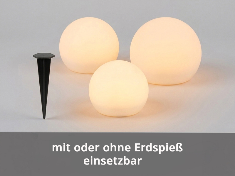 3er SET Garten Solarkugeln mit Fernbedienung dimmbar & RGBW Farbwechsel