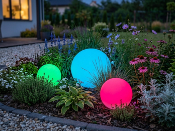 3er SET Garten Solarkugeln mit Fernbedienung dimmbar & RGBW Farbwechsel