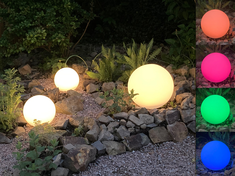 3er SET Garten Solarkugeln mit Fernbedienung, Farbwechsel & Erdspieß