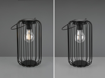LED Solar Tischleuchten 2er SET zum hängen Gitter Schwarz Ø13cm Höhe 26cm