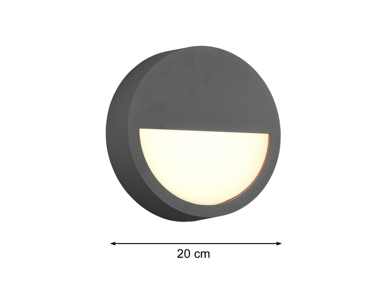 LED Außenwandleuchte PEDRO rund flach in Anthrazit Ø 20 cm