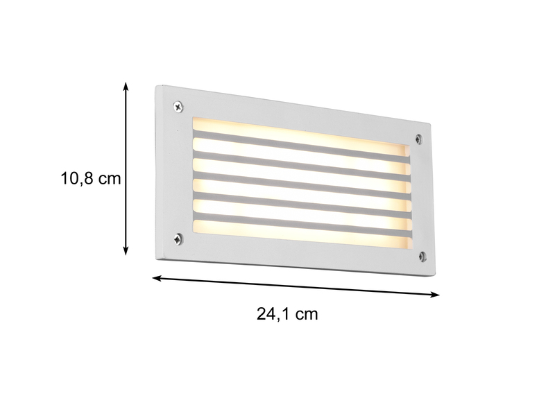 LED Außenwandleuchte Einbauleuchte HARDEY in Weiß matt, Breite 24,1 cm