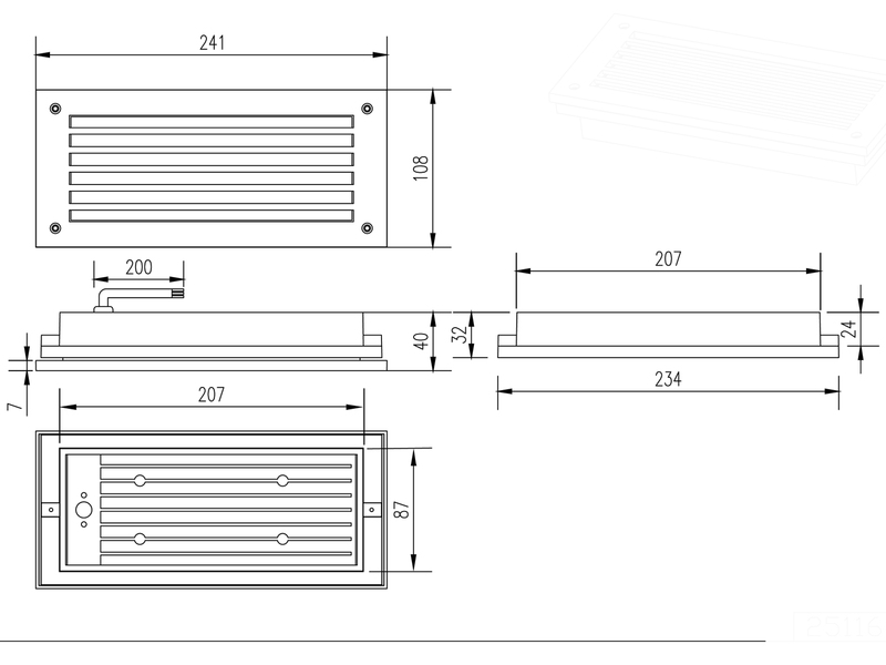 LED Außenwandleuchten Einbauleuchten 2er Set in Weiß matt, Breite 24cm