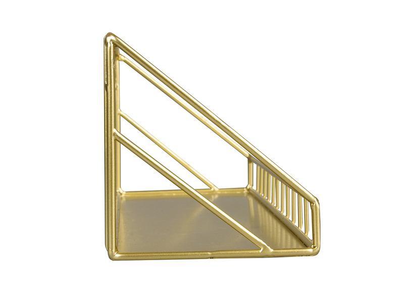 Kleines Gitter Wandregal KATJA aus Metall in Gold 30 cm breit