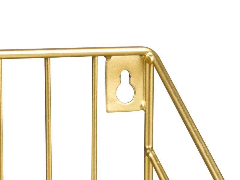 Kleines Gitter Wandregal KATJA aus Metall in Gold 30 cm breit