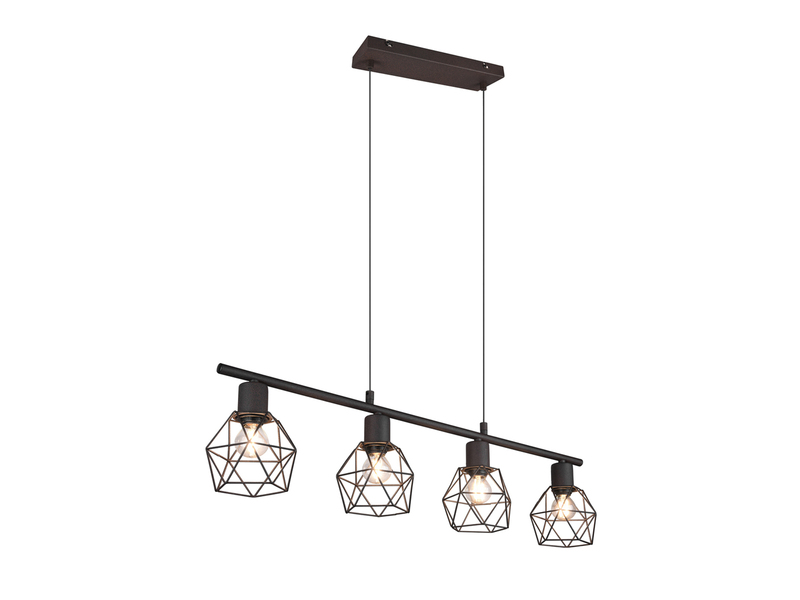 Industrial Pendelleuchte NARDA 4-flammig Metall Rostoptik, Breite 75cm