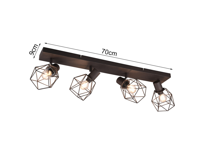 Industrial Deckenstrahler NARDA 4-flammig E14 in Rost-Optik, Breite 70cm