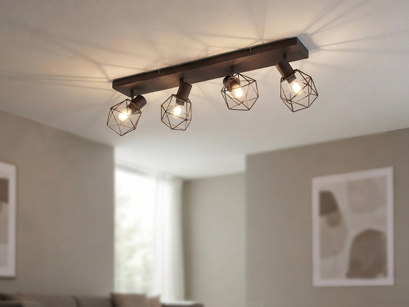 Industrial Deckenstrahler NARDA 4-flammig E14 in Rost-Optik, Breite 70cm