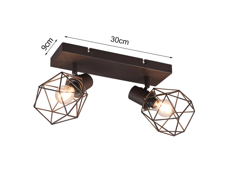 Industrial Deckenstrahler NARDA 2-flammig E14 in Rost-Optik, Breite 30cm