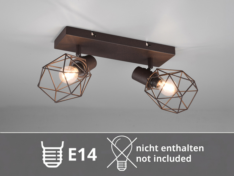 Industrial Deckenstrahler NARDA 2-flammig E14 in Rost-Optik, Breite 30cm