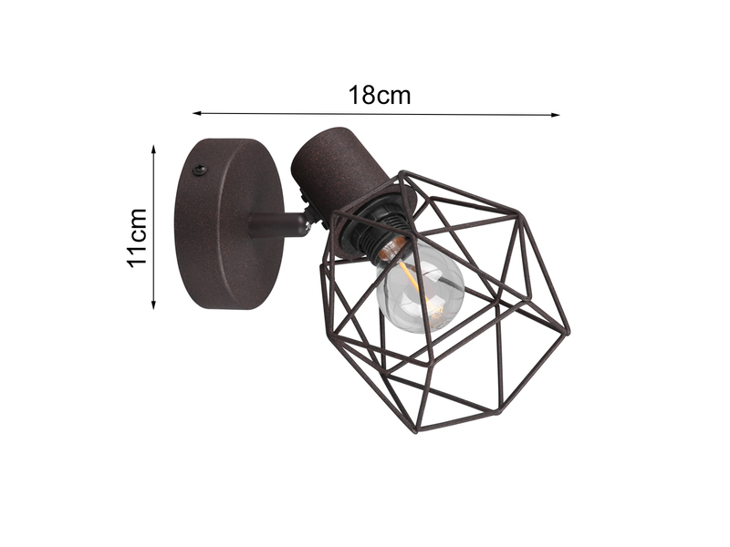 Industrial Wandstrahler NARDA Gitterschirm Rost-Optik, 1-flammig