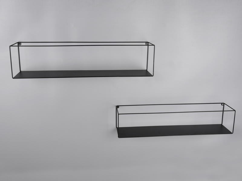 Große Wandregale - 2er SET TINKA aus Metall in Schwarz 60cm & 65cm breit
