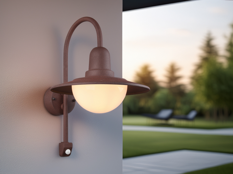 LED Außenwandleuchte mit Bewegungsmelder, Rostoptik, Höhe 45cm