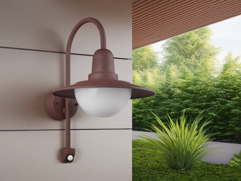 LED Außenwandleuchte mit Bewegungsmelder, Rostoptik, Höhe 45cm