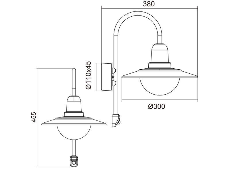 Außenwandleuchte mit Bewegungsmelder & E27 LED Landhausstil Rostoptik, Höhe 45cm