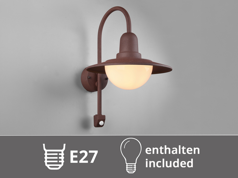 Außenwandleuchte mit Bewegungsmelder & E27 LED Landhausstil Rostoptik, Höhe 45cm
