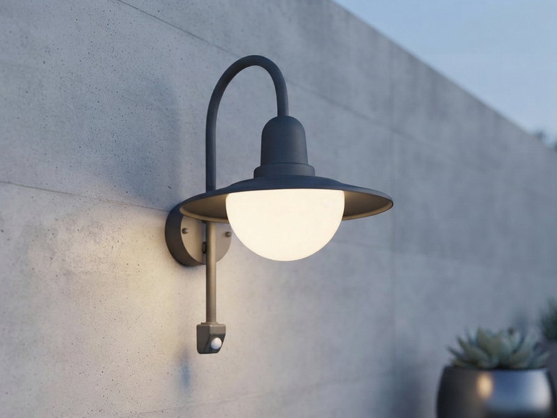 LED Außenwandleuchte mit Bewegungsmelder, Laterne in Anthrazit, Höhe 45,5cm