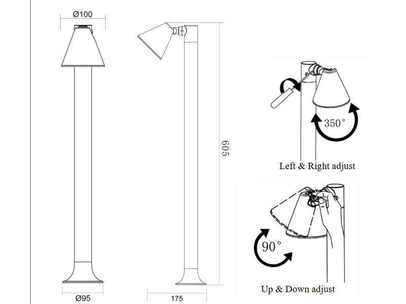 LED Sockelleuchte Spot schwenkbar in Anthrazit, Höhe 60cm, IP44