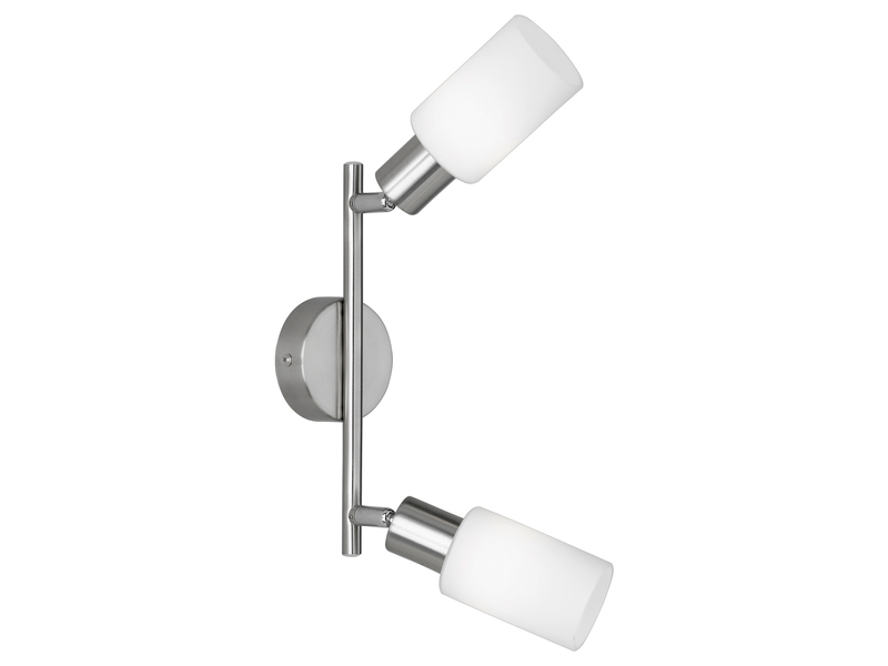 LED Deckenstrahler 2-flammig Silber mit Glas Lampenschirmen Weiß, Breite 25cm