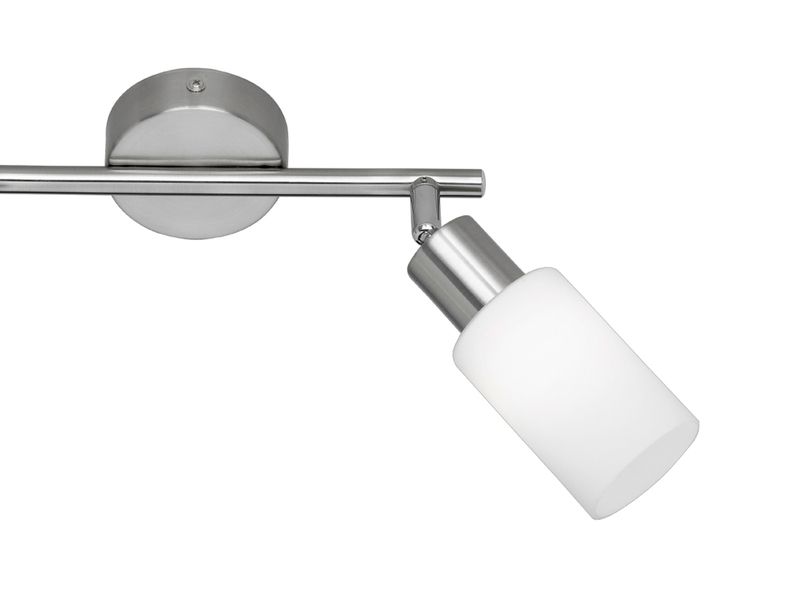 LED Deckenstrahler 2-flammig Silber mit Glas Lampenschirmen Weiß, Breite 25cm