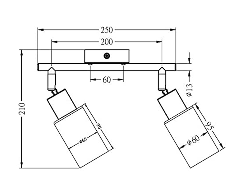 LED Deckenstrahler 2-flammig Silber mit Glas Lampenschirmen Weiß, Breite 25cm