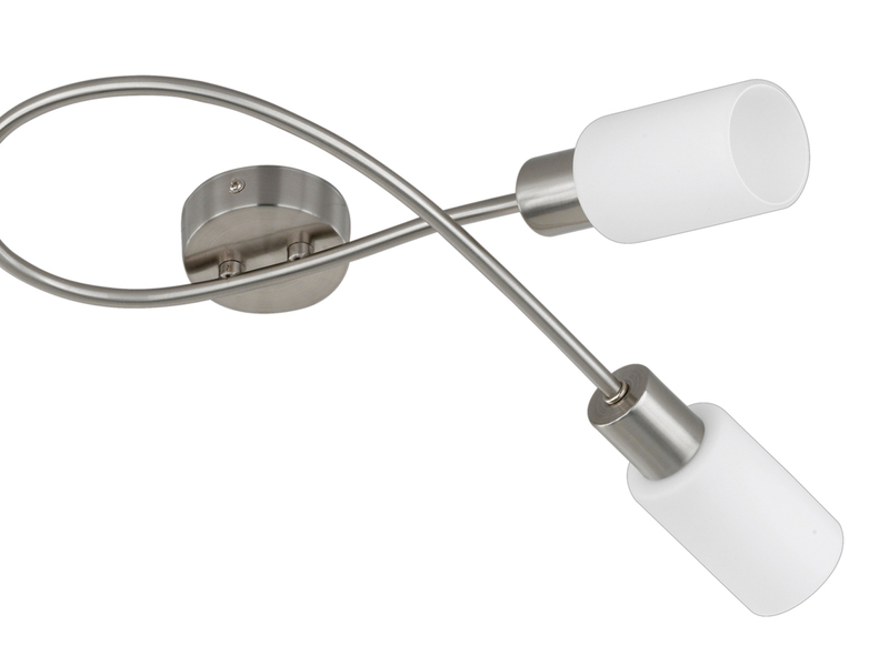 LED Deckenstrahler 3-flammig Silber mit Glas Lampenschirmen Weiß, Breite 45cm