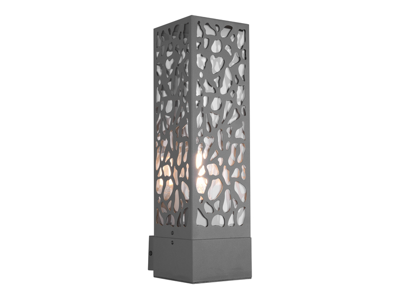Außenwandleuchte eckig aus Edelstahl in Anthrazit mit E27 LED, Höhe 36cm