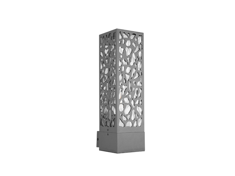 Außenwandleuchte eckig aus Edelstahl in Anthrazit mit E27 LED, Höhe 36cm