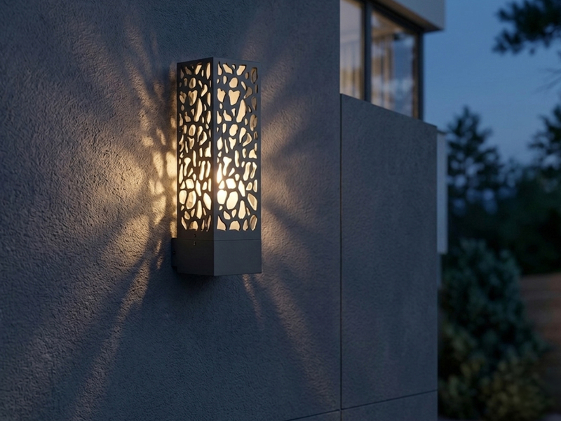 Außenwandleuchte eckig aus Edelstahl in Anthrazit mit E27 LED, Höhe 36cm
