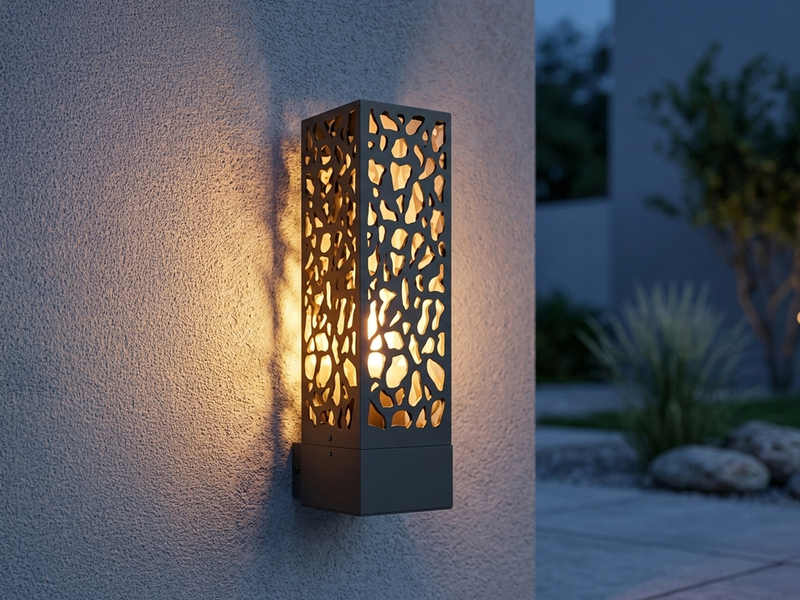 Außenwandleuchte eckig aus Edelstahl in Anthrazit mit E27 LED, Höhe 36cm