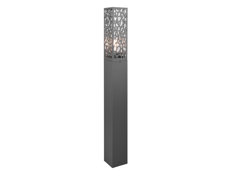 Wegeleuchte Edelstahl in Anthrazit mit E27 LED & Dekorstanzung, Höhe 100cm