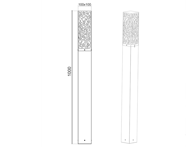 Wegeleuchte Edelstahl in Anthrazit mit E27 LED & Dekorstanzung, Höhe 100cm