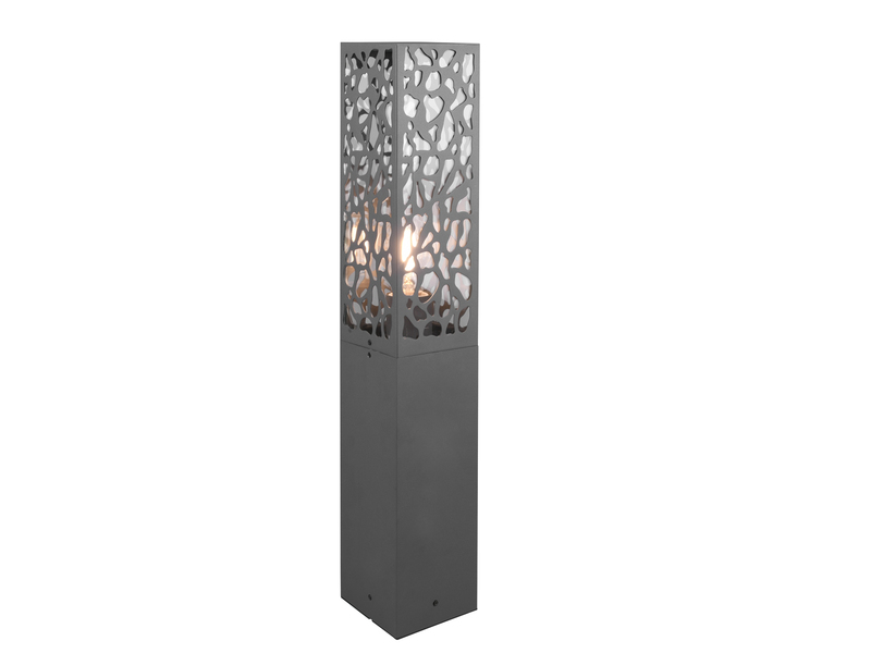Wegeleuchte Edelstahl in Anthrazit mit E27 LED & Dekorstanzung, Höhe 60cm