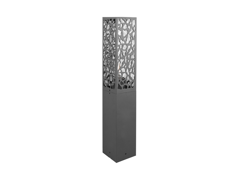 Wegeleuchte Edelstahl in Anthrazit mit E27 LED & Dekorstanzung, Höhe 60cm