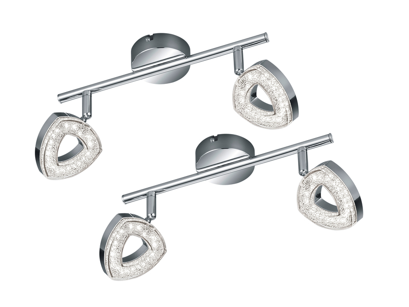 2er SET LED Deckenstrahler 2-flammig Silber Chrom, Breite 30cm