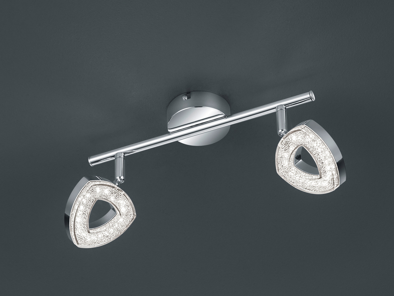2er SET LED Deckenstrahler 2-flammig Silber Chrom, Breite 30cm