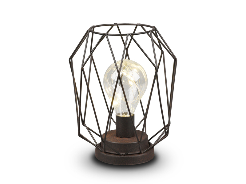 Industrial LED Tischlampe NARDA Rostoptik, kabellos Batteriebetrieb, Höhe 21cm