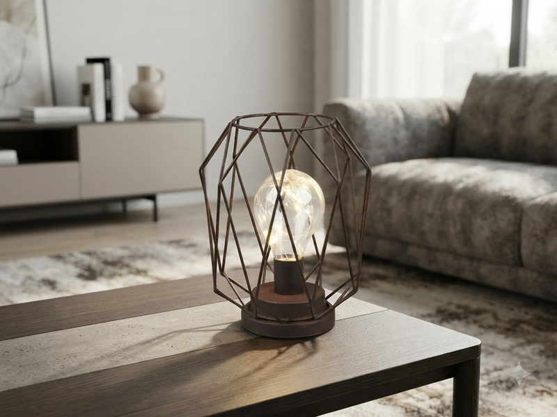 Industrial LED Tischlampe NARDA Rostoptik, kabellos Batteriebetrieb, Höhe 21cm