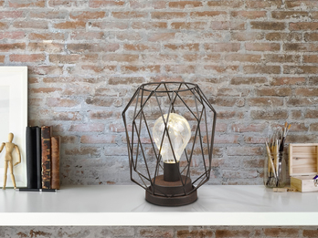 Industrial LED Tischlampe NARDA Rostoptik, kabellos Batteriebetrieb, Höhe 21cm