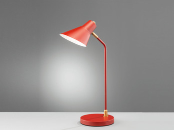 Retro Schreibtischlampe FRIEDA in Rot mit Messing -  Designklassiker