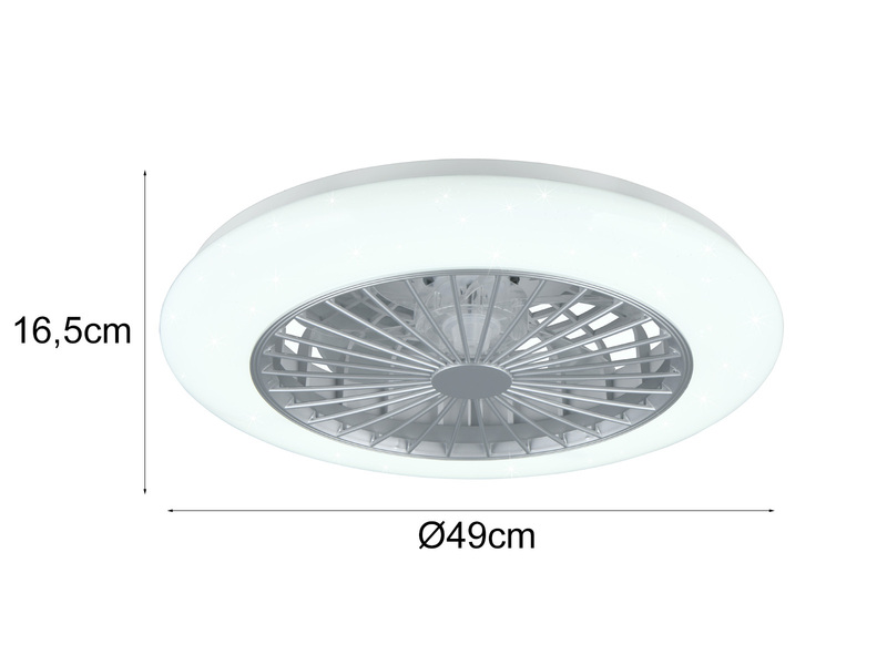Deckenleuchte mit Ventilator STRALSUND Fernbedienung & Farbwechsel Ø50cm