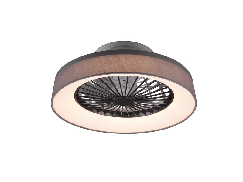 LED Deckenleuchte FARSUND mit Ventilator & Fernbedienung, Stoff Grau Ø 47cm