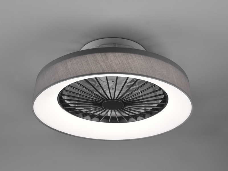 LED Deckenleuchte FARSUND mit Ventilator & Fernbedienung, Stoff Grau Ø 47cm