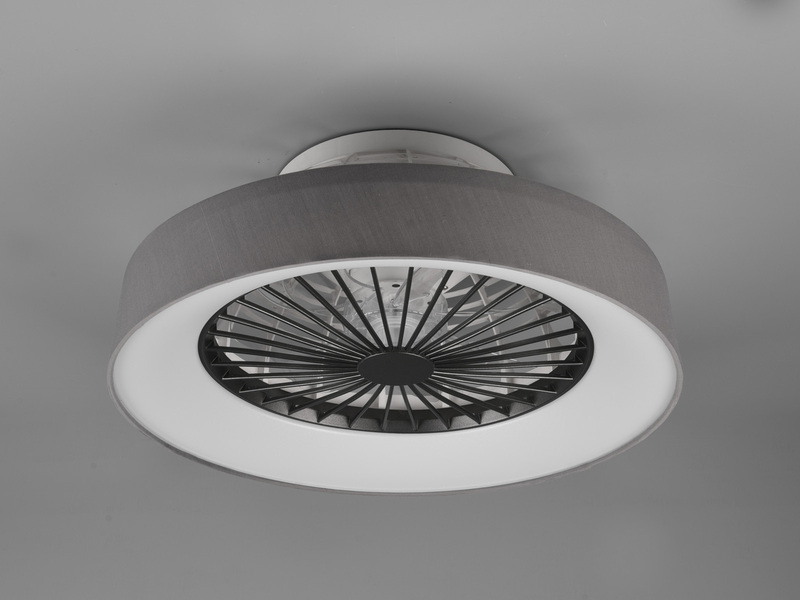 LED Deckenleuchte FARSUND mit Ventilator & Fernbedienung, Stoff Grau Ø 47cm