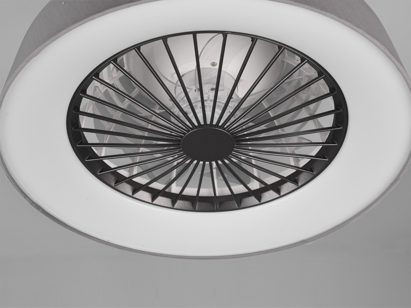 LED Deckenleuchte FARSUND mit Ventilator & Fernbedienung, Stoff Grau Ø 47cm