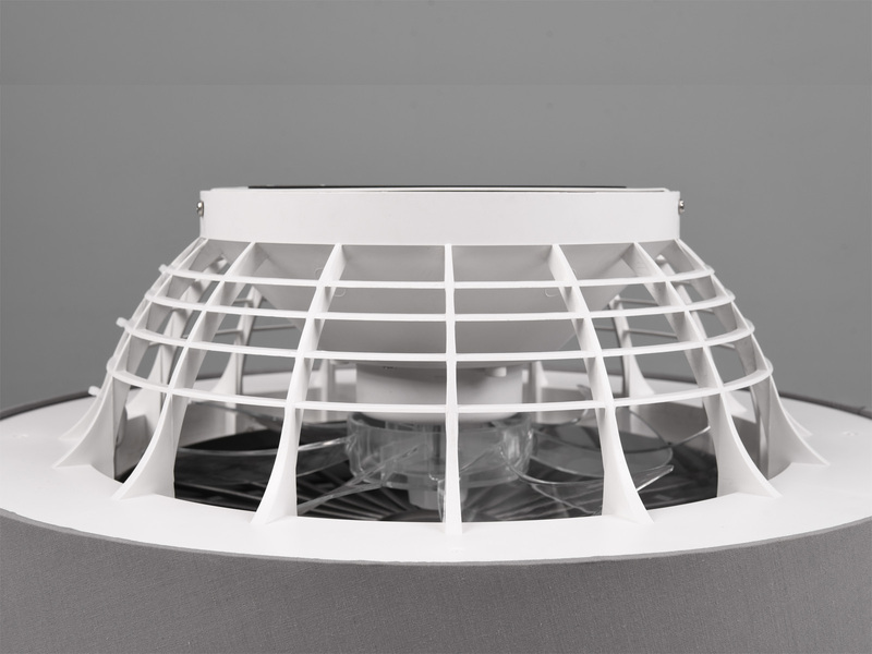 LED Deckenleuchte FARSUND mit Ventilator & Fernbedienung, Stoff Grau Ø 47cm
